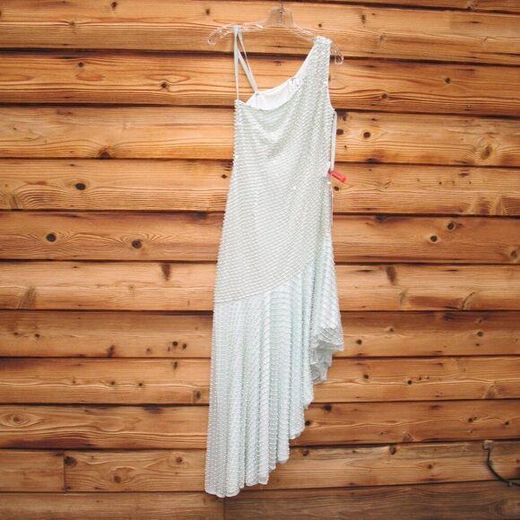 MAC DUGGAL  Blue One Shoulder Asymmetrical Hem Dress - Picture 5 of 14